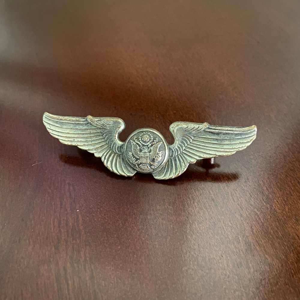 Vintage Winged Pin with Emblem.  Made in USA.
